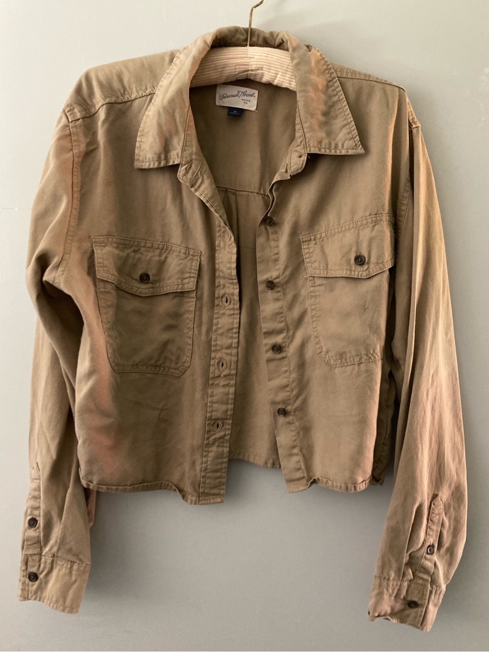 Universal Thread Cropped  Lightweight Utility Jacket in Tan